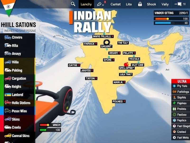 Indian Hill Rally Vehicle Customization Menu with Indian Themed Skins